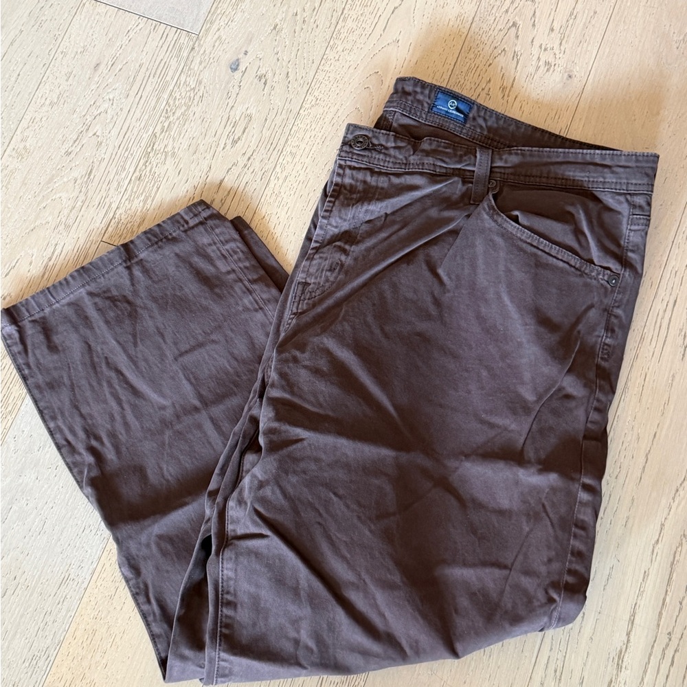 Ag Adriano Goldschmied Suede Brown Men's Casual Pants